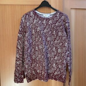 Boden Maroon and White Abstract Zebra Light Knit Top, L